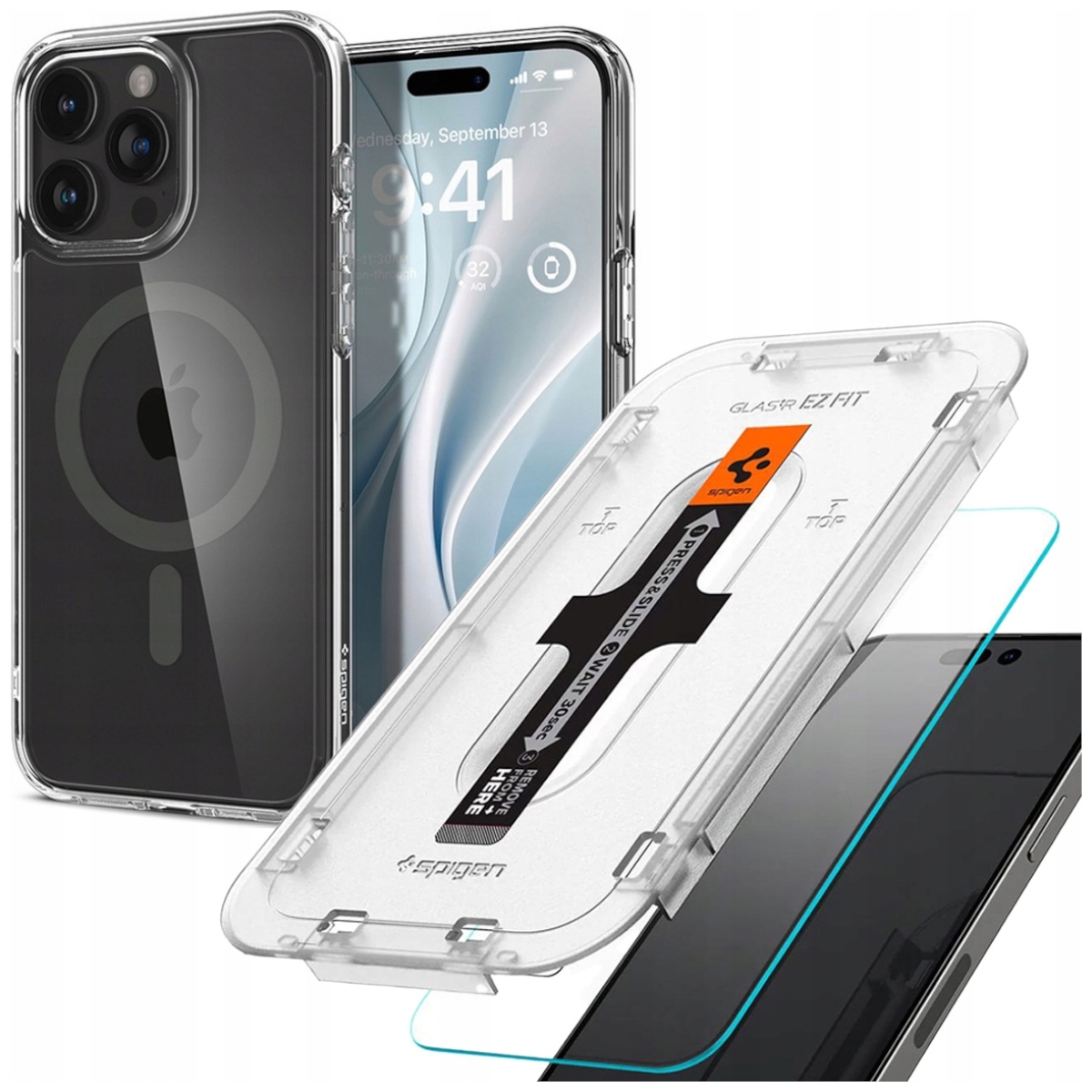 Spigen chrbty pre Apple iPhone 15 Pro Max Ultra Hybrid Mag bezfarebný + tvrdené sklo Spigen pre Apple iPhone 15 Pro Max 1 ks.